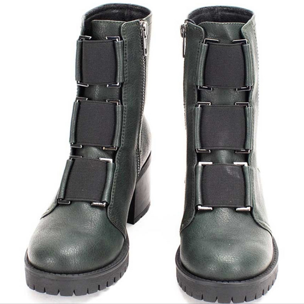 BNIB: Yellow Box Women’s Telaviz Forest Block Heel Zip-Up Elastic Boots 7.5